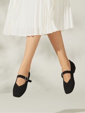 Vivaia Black Margot Mary Jane Square Toe Flat Shoes Womens Size 11W